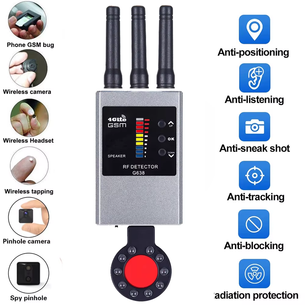 Wireless RF Signal Detector Bug GSM Audio GPS Tracker Mini Camera Finder Camera IR Scanning AI Standby Automatic Detection G638W - Image 2
